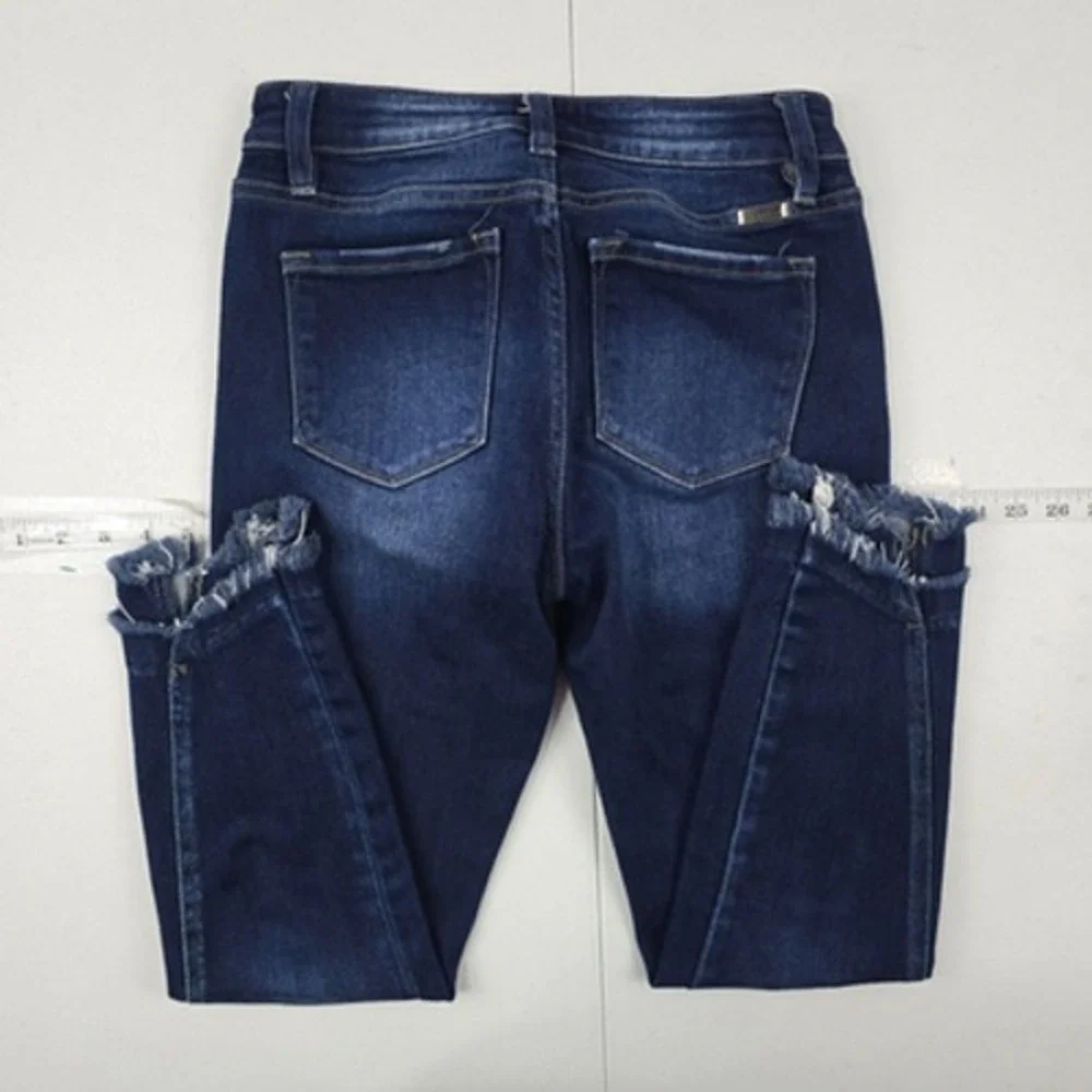 KanCan x Maurices 119010 High Rise Frayed Hem Skinny‎ Jeans Women's 26 Dark Wash